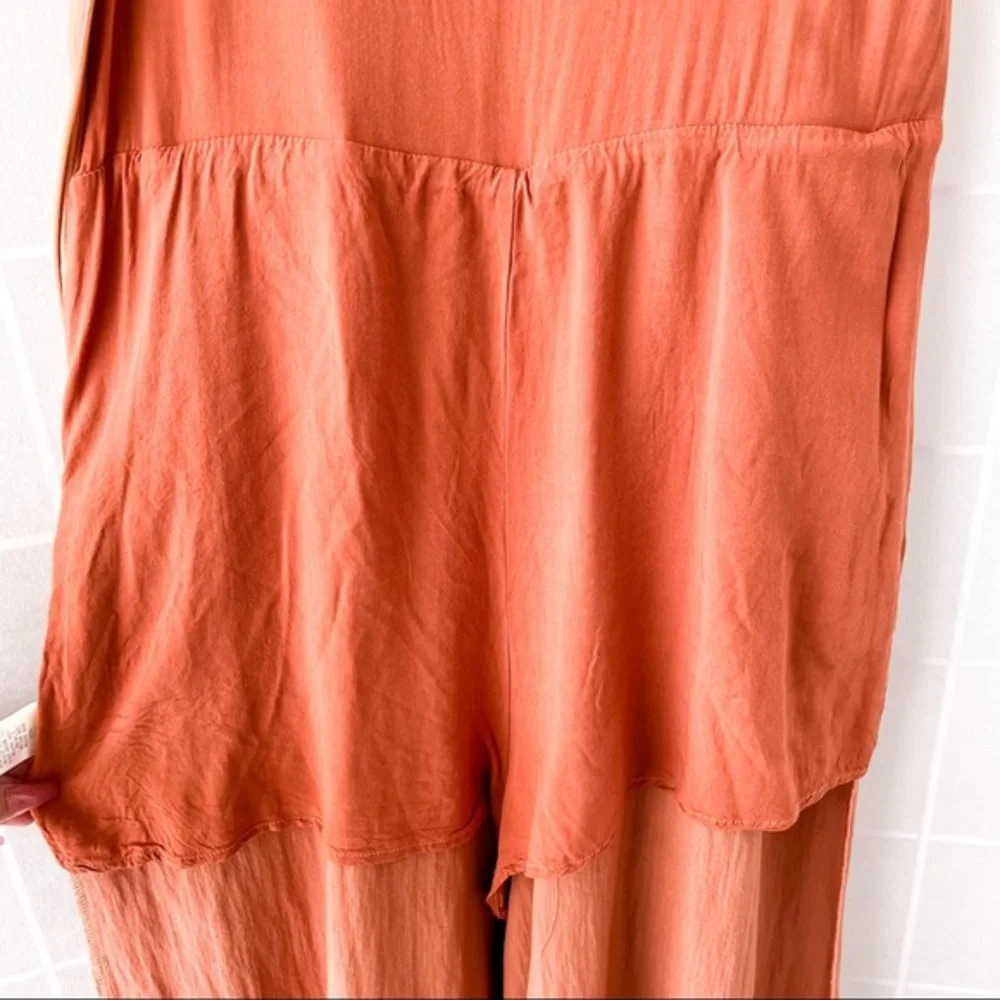 GIANNI BINI Orange Woven V Neck Cropped Wide Leg Jumpsuit - Picture 13 of 14